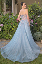 Vestido de Fiesta con Corpiño Bustier y Flores - Andrea & Leo Couture A1490