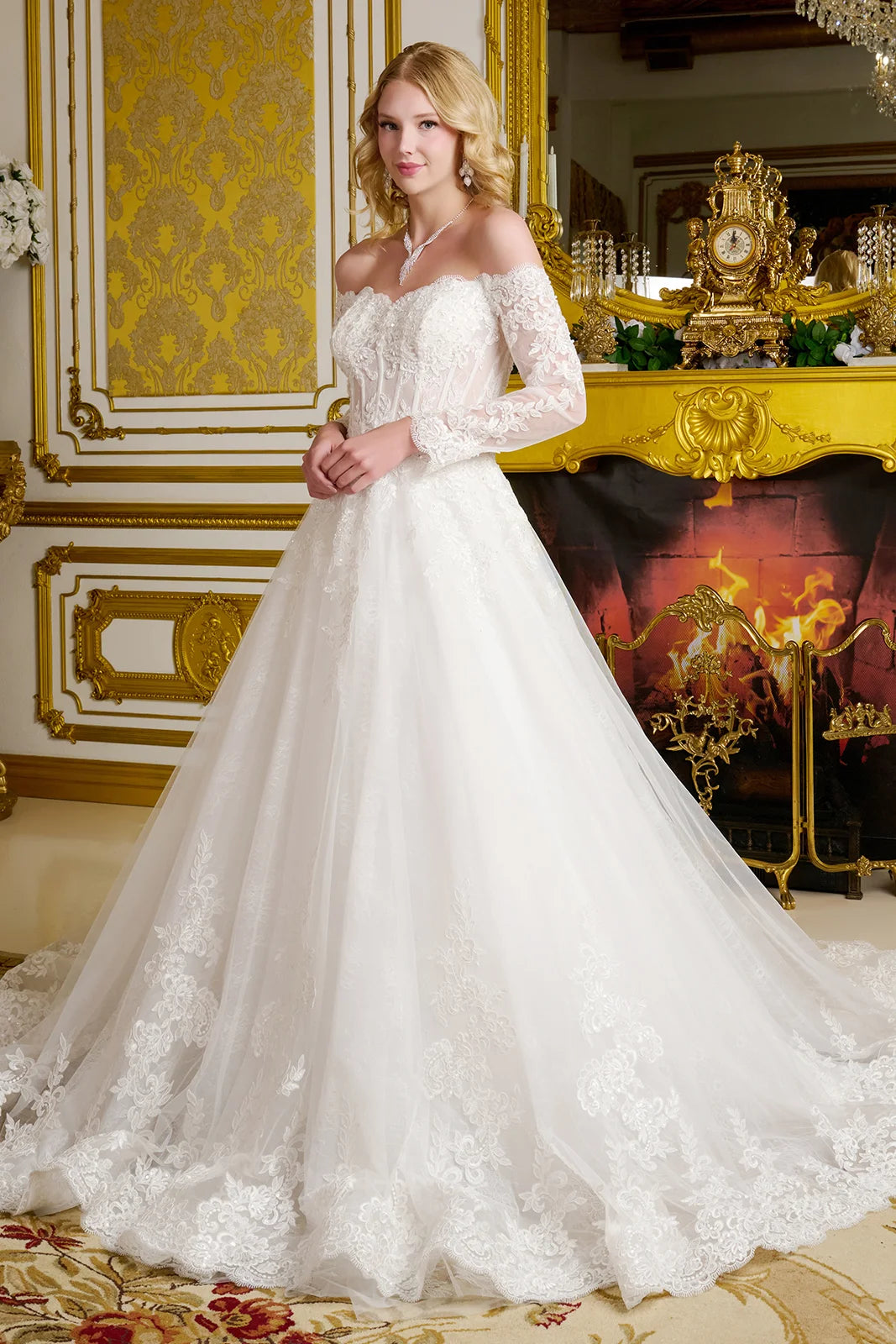 Vestido de Novia Corte A con Mangas Largas - GLS by Gloria GL3653