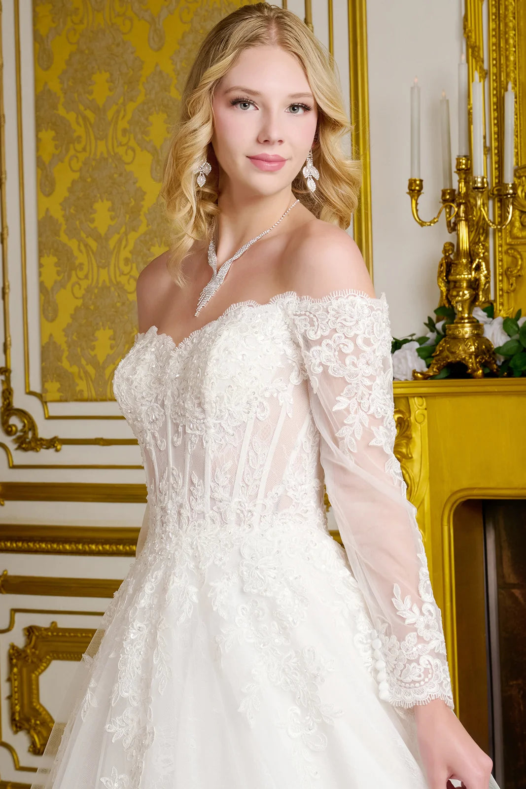 Vestido de Novia Corte A con Mangas Largas - GLS by Gloria GL3653