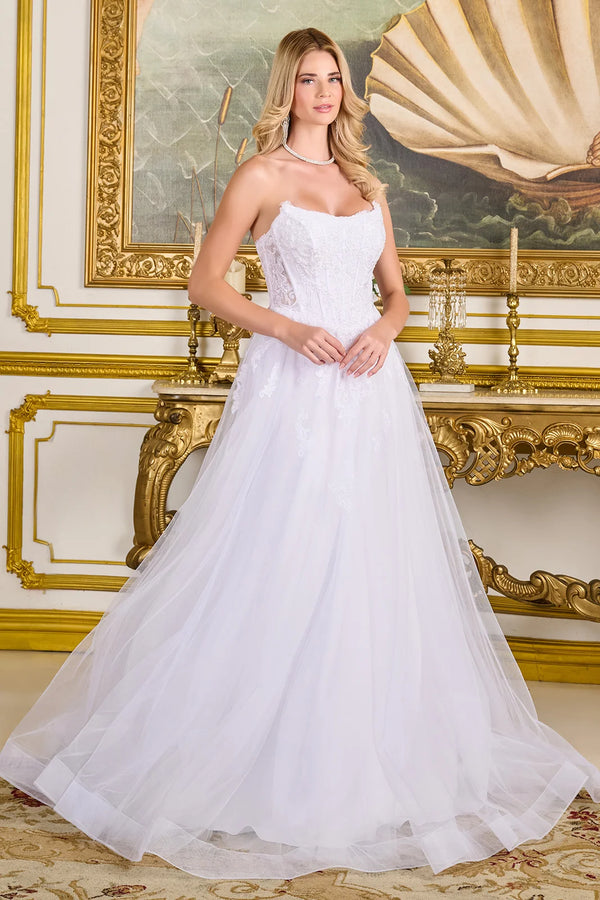 Vestido de Novia Línea A con Encaje - GLS by Gloria GL3714
