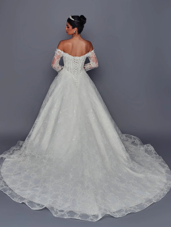 A-Line Wedding Dress with Long Sleeves - DeKlaire Bridal 521