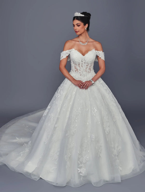 A-Line Lace Wedding Dress with Detachable Strap - DeKlaire Bridal 520