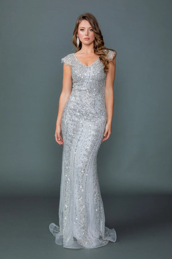 Short Sleeve V-Neck Party Dress - Dancing Queen 4613