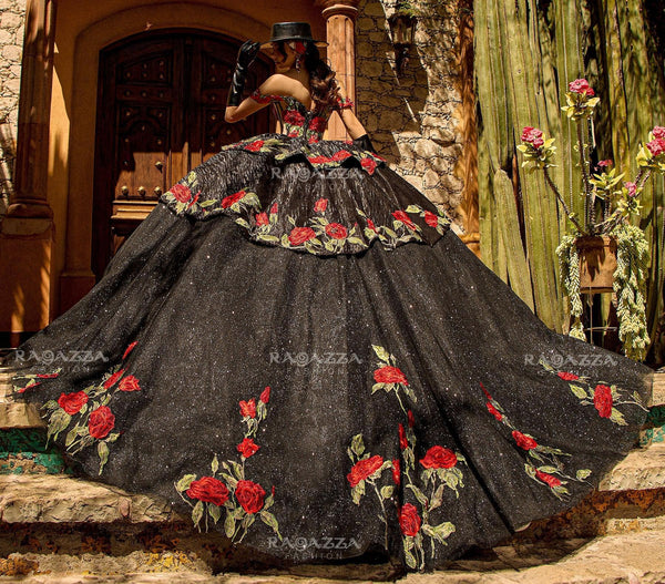 Ragazza Floral Charro Quinceañera Dress - MV57-157