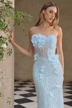 Vestido Cocktail Tea-Length con Flores 3D y Pedrería | Andrea & Leo Couture - Carmen A1487