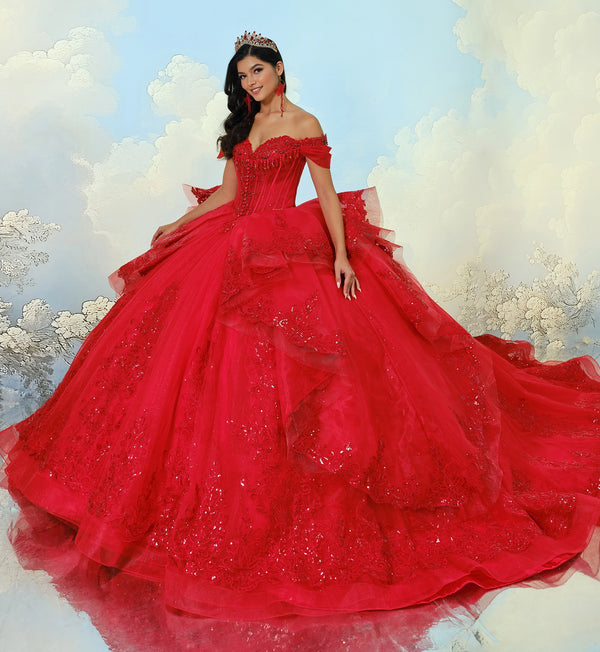 Quinceañera Dress with Detachable Overskirt and Basque Waist - Princesa by Ariana Vara PR30171