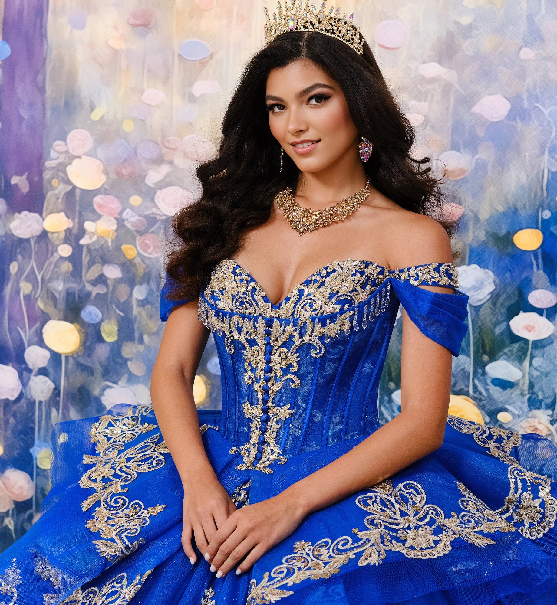 Quinceañera Dress with Detachable Overskirt and Basque Waist - Princesa by Ariana Vara PR30171