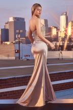 Vestido de Gala Strapless con Cristales y Abertura | Ladivine - C161