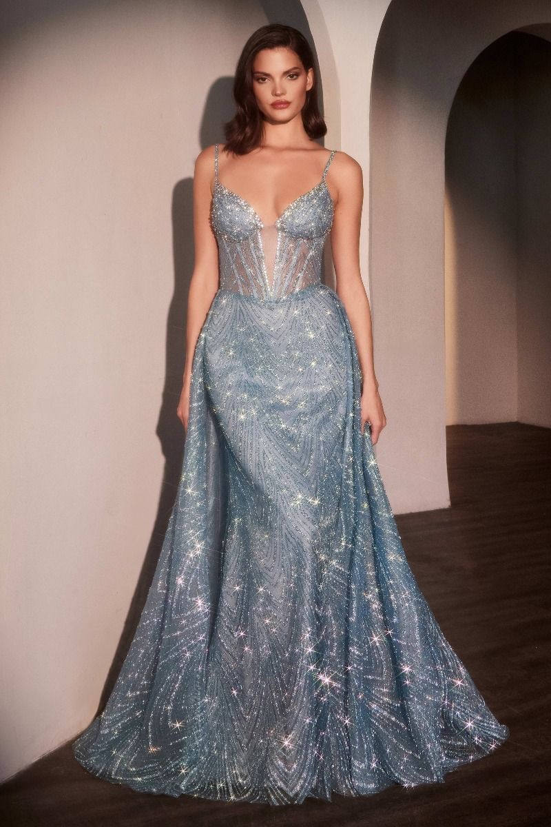 Vestido de Prom C167 - Ajustado con Glitter y Sobrefalda de Tul (Cinderella Divine)