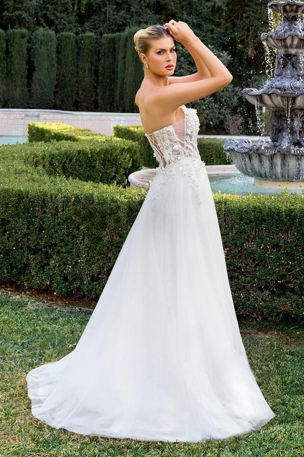 Vestido de Novia de Tul con Corsé Transparente y Flores 3D - C17W