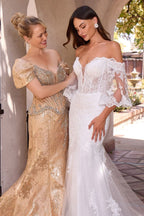 Vestido de Novia Corte Sirena con Encaje y Corsé Transparente - CD659W Ladivine