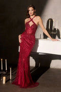 Vestido largo rojo brillante con escote cruzado, ideal para XV años o fiestas elegantes