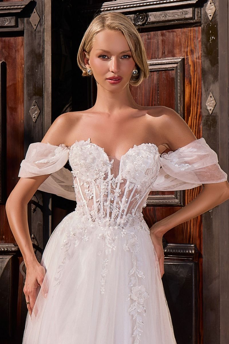 Vestido de Novia Corte Princesa con Flores 3D - Ladivine CD2426W
