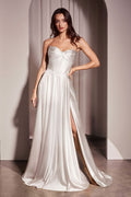 Vestido de Novia Romántico Corte Línea A en Satén - Ladivine Bridal CD378W