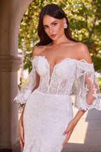 Vestido de Novia Corte Sirena con Encaje y Corsé Transparente - CD659W Ladivine