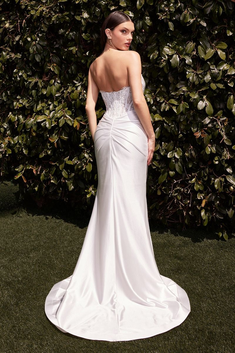 Vestido de Novia Strapless de Satén y Encaje - Ladivine Bridal CD797W