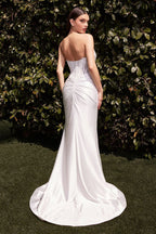 Vestido de Novia Strapless de Satén y Encaje - Ladivine Bridal CD797W