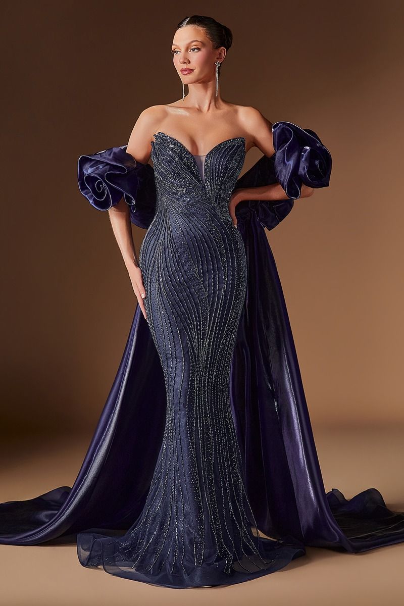 Vestido de Gala y Prom Corte Sirena con Mangas Desmontables - Ladivine CJ933