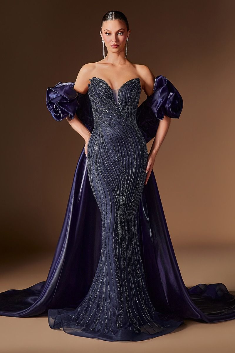Vestido de Gala y Prom Corte Sirena con Mangas Desmontables - Ladivine CJ933