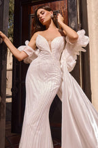 Vestido de Novia Corte Sirena 2 en 1 con Sobrefalda - Ladivine Bridal CJ933W
