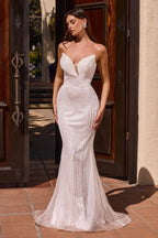 Vestido de Novia Corte Sirena 2 en 1 con Sobrefalda - Ladivine Bridal CJ933W