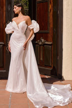Vestido de Novia Corte Sirena 2 en 1 con Sobrefalda - Ladivine Bridal CJ933W