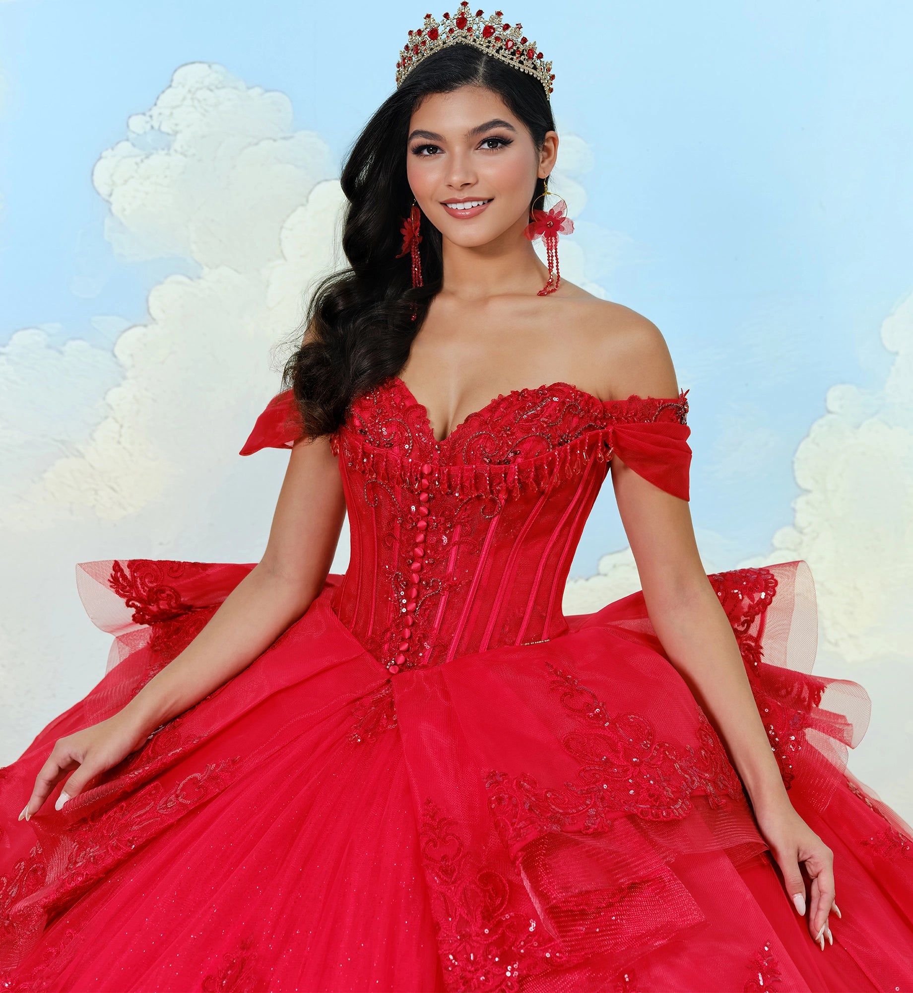 Quinceañera Dress with Detachable Overskirt and Basque Waist - Princesa by Ariana Vara PR30171
