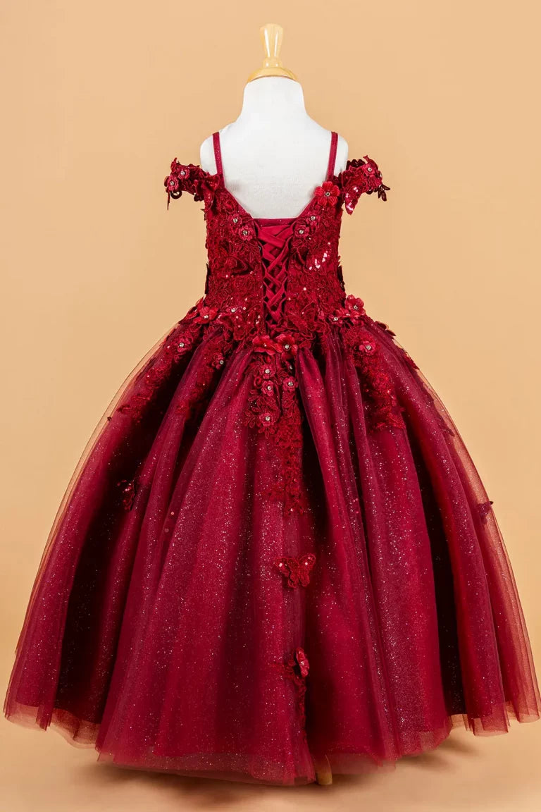 Vestido de Niña con Mariposas y Flores 3D - Elizabeth K GK117