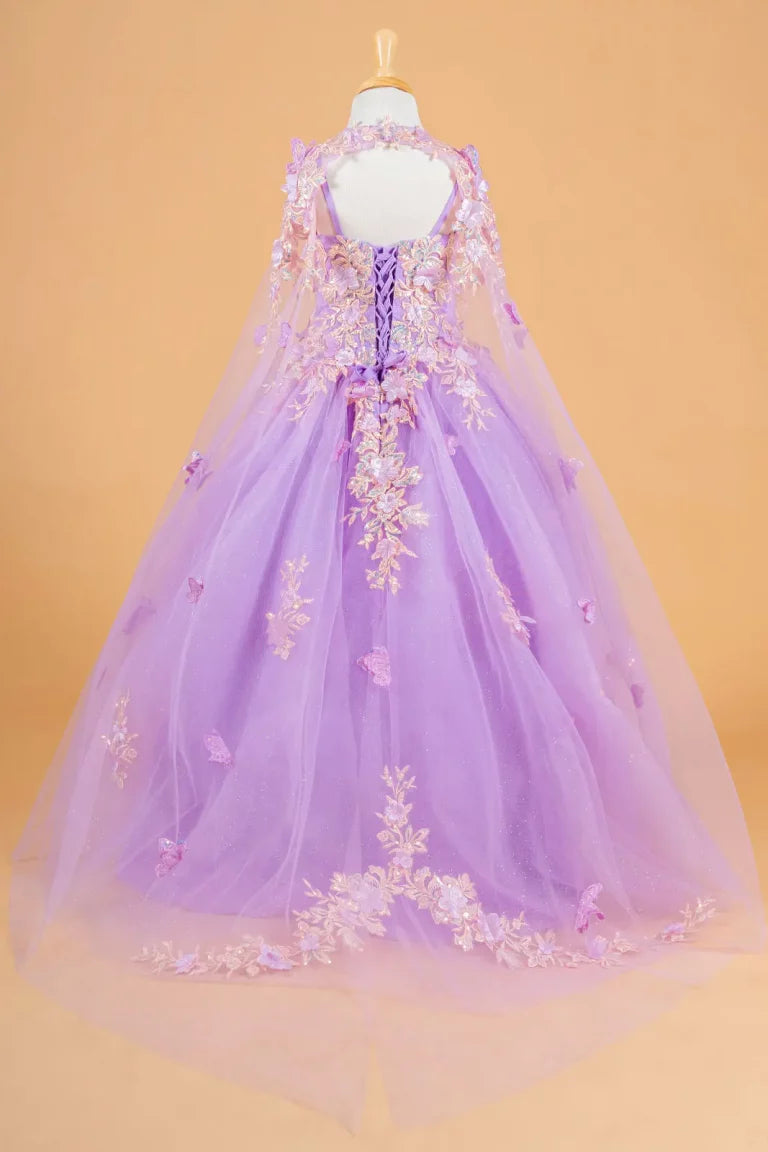 Vestido de Niña con Túnica, Flores y Mariposas 3D - GLS Kids by Elizabeth K (GK119)
