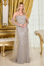 Vestido de Fiesta con Sobrefalda y Mangas Desmontables GLS - GL3705