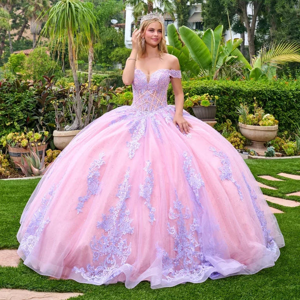 Vestido de Quinceañera con Bordados Lila, Corset y Moño Desmontable - GLS Elizabeth K GL3753