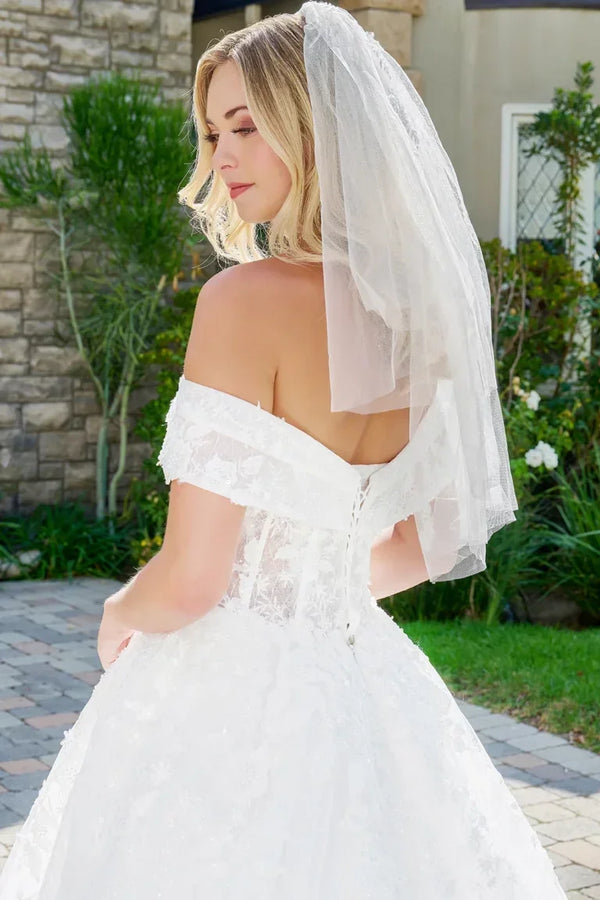 Voluminous Glitter Tulle Wedding Dress GLS - GL3822