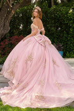 Vestido de Quinceañera con Flores 3D y Pedrería Colgante - Elizabeth K GL3849