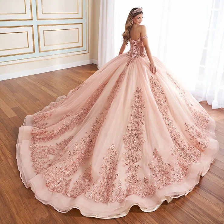Quinceañera Dress with Detachable Overskirt and Basque Waist - Princesa by Ariana Vara PR30171