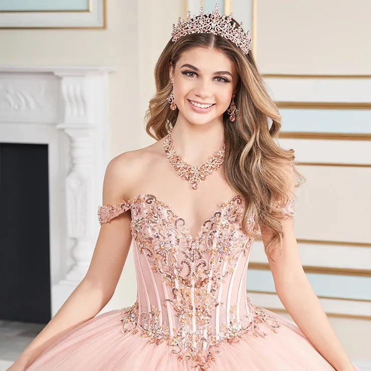 Quinceañera Dress with Detachable Overskirt and Basque Waist - Princesa by Ariana Vara PR30171