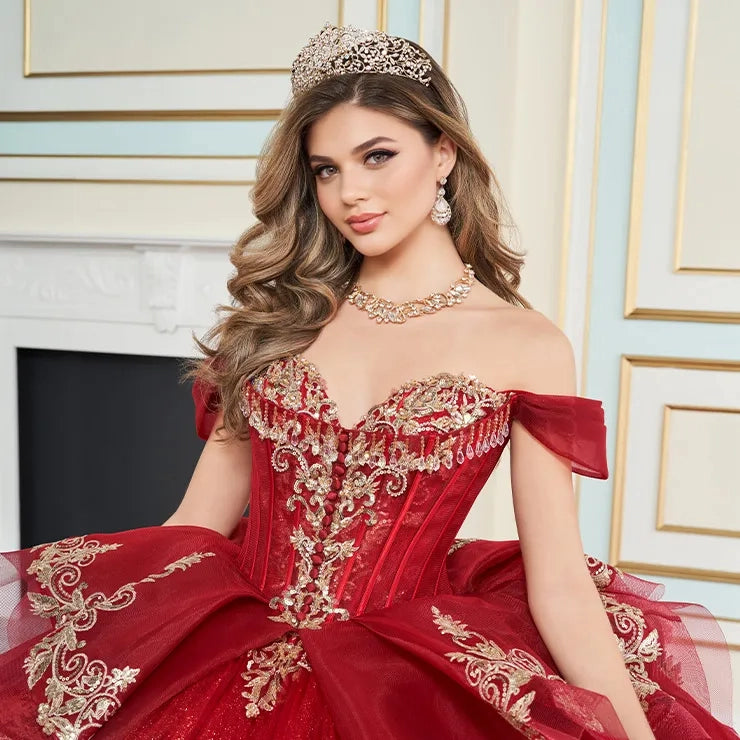 Quinceañera Dress with Detachable Overskirt and Basque Waist - Princesa by Ariana Vara PR30171