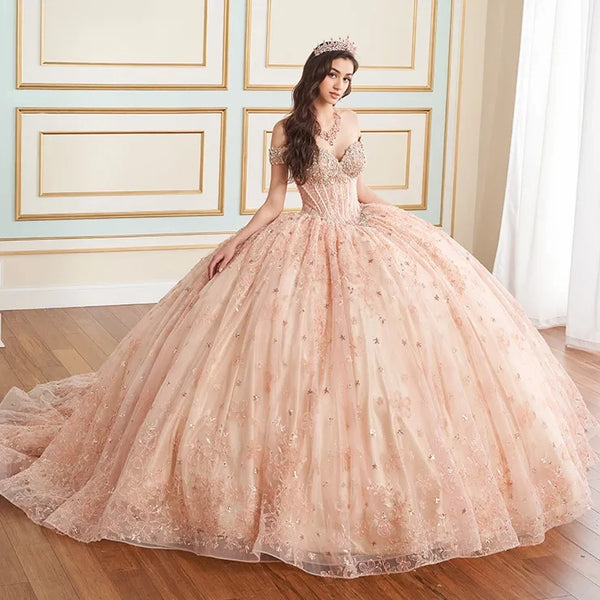 3D Floral Quinceañera Dress with Corset and Cape - Princesa by Ariana Vara PR30177