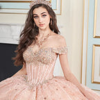 Vestido de Quinceañera con Flores 3D, Corsé y Capa - Princesa by Ariana Vara PR30177
