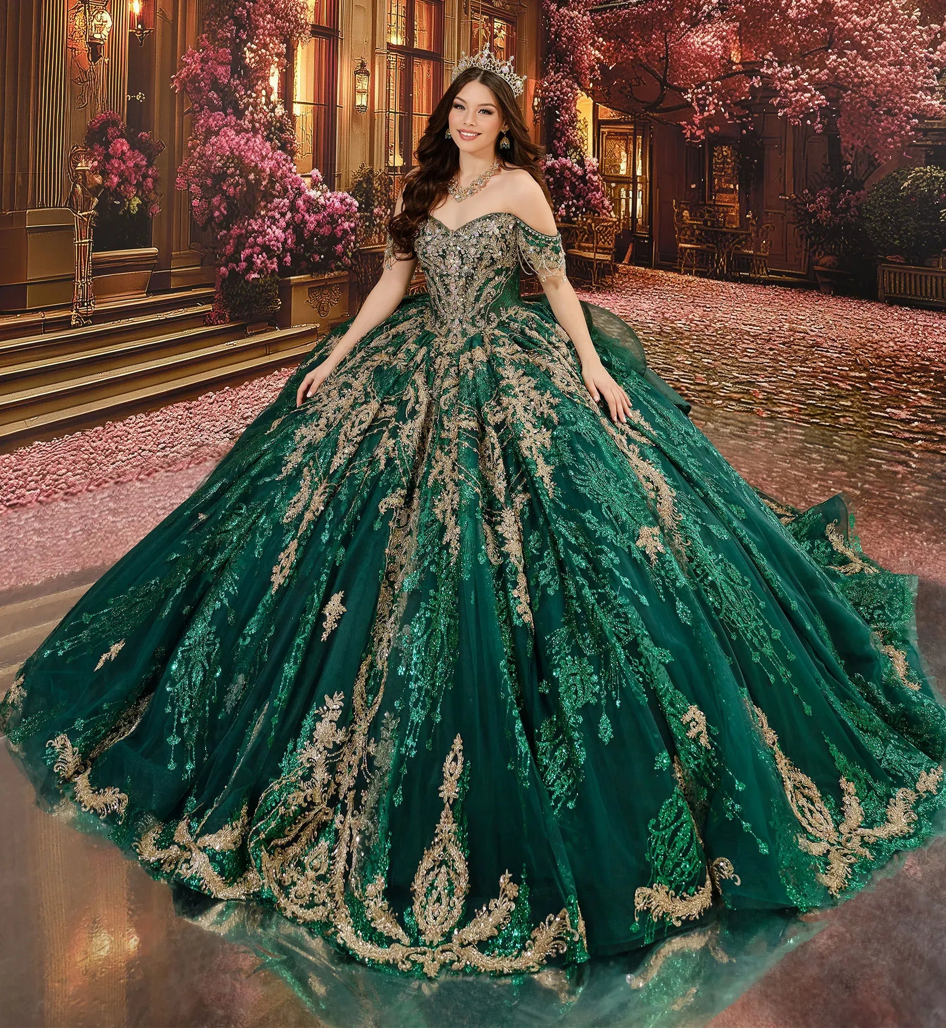 Vestido de Quinceañera con Efecto Hielo y Cola Extralarga - Princesa by Ariana Vara PR30251