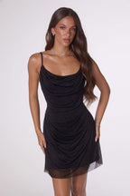 Vestido Corto Con Perlas & Tirantes Delgados - Amoris T617