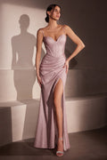 Vestido de Gala en Tela Brillante (Glitter) - Amoris T707