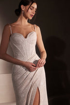 Vestido de Gala en Tela Brillante (Glitter) - Amoris T707