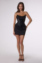 Vestido Corto Elegante Con Corse Satinado - Amoris T731