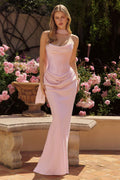 Vestido de Gala Largo Ajustado de Satén y Crepé con Corset - Amoris T732