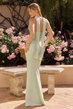 Vestido de Gala Largo Ajustado de Satén y Crepé con Corset - Amoris T732