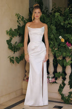 Vestido de Novia con Escote Drapeado y Abertura Frontal - T820W by Ladivine