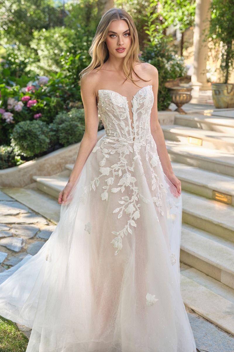 Vestido de Novia Corte A con Corsé Ilusión y Encaje 3D - Andrea & Leo WL070