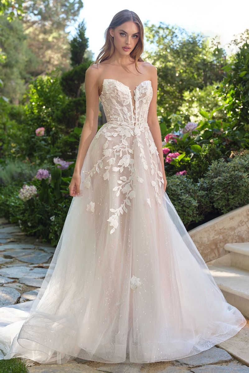 Vestido de Novia Corte A con Corsé Ilusión y Encaje 3D - Andrea & Leo WL070