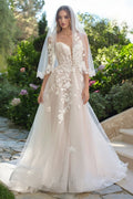 Vestido de Novia Corte A con Corsé Ilusión y Encaje 3D - Andrea & Leo WL070