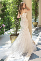 Vestido de Novia Corte Sirena con Encaje Floral y Fondo Nude - Andrea & Leo Couture WL072